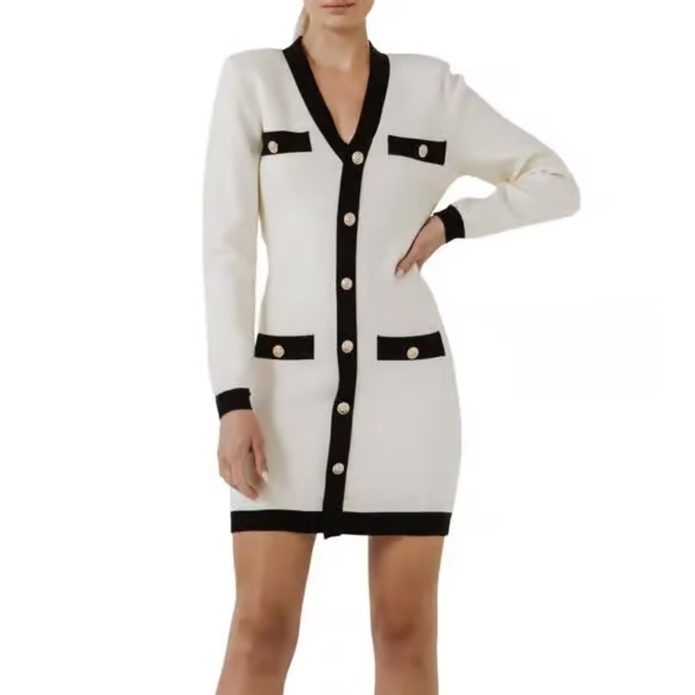 Endless Rose Cream and Black Cardigan Dress